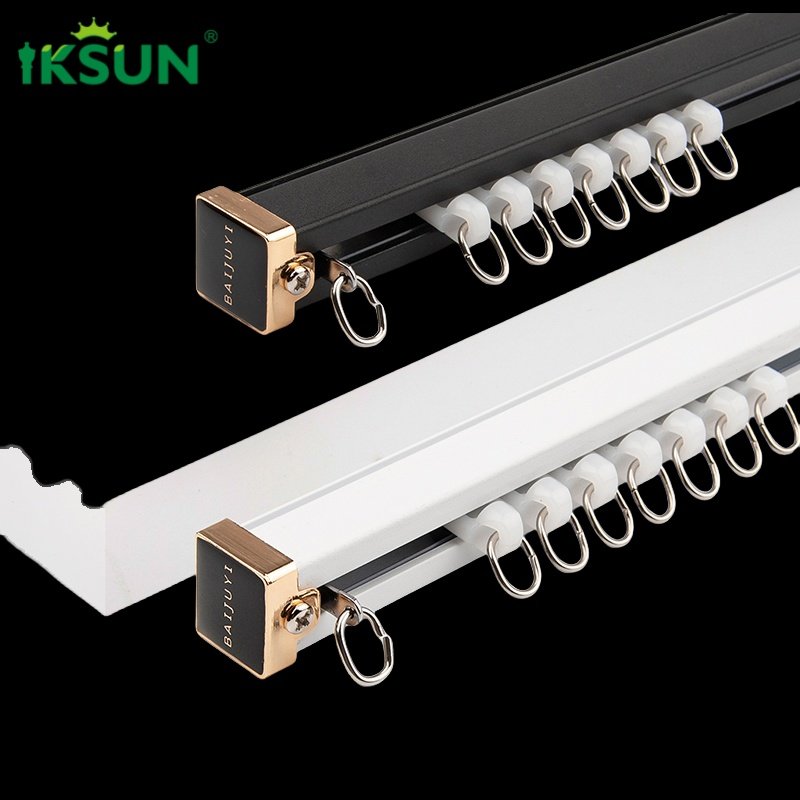 Luxury Heavy-Duty Curtain Track System, Modern Aluminum Design, Black and White Options, Wall & Ceiling Mounting Compatible, Smooth Silent Gliding