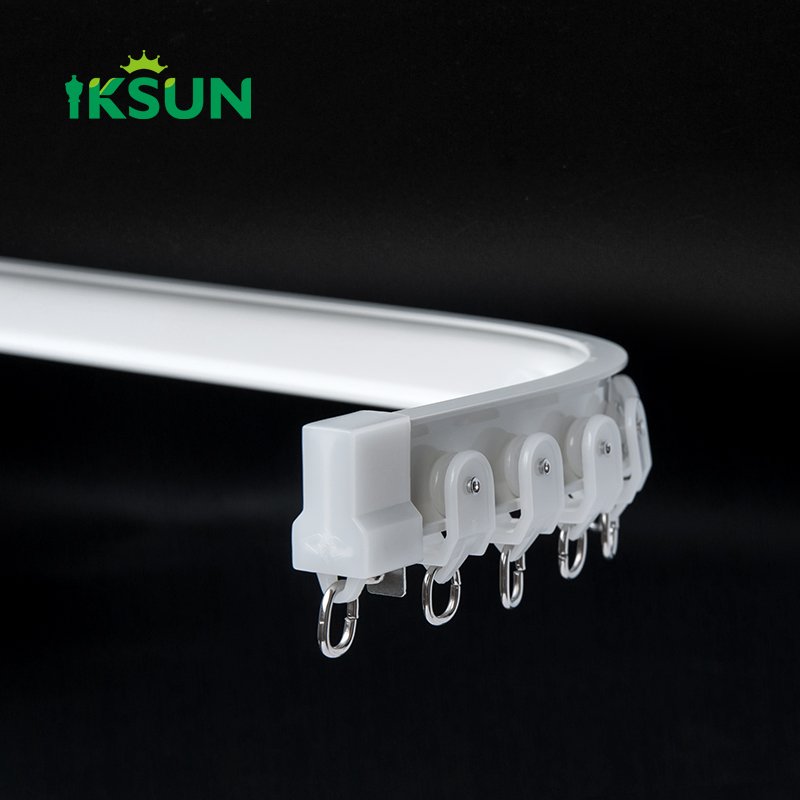 IKSUN Silent Curved Curtain Track Set, Durable Aluminum, Flexible System for Home & Hotel, Wall or Ceiling Mount