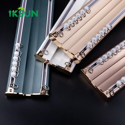 IKSUN Heavy Duty Double Curtain Track System, Silent Aluminum Alloy Design, Multiple Color Options, Flexible Wall and Ceiling Mounting - Image 2