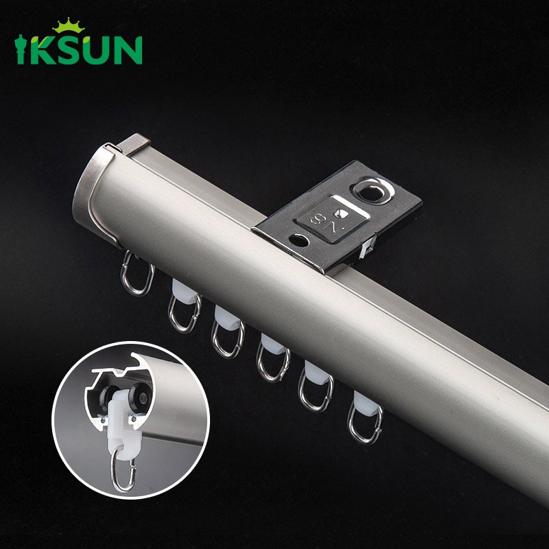 IKSUN 6.7M Premium Aluminum Alloy Silent Curtain Track with Durable Rollers and Elegant End Cap Design