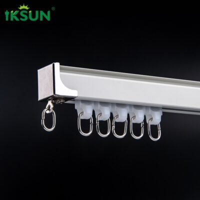 IKSUN Adjustable Heavy Duty Aluminum Ceiling Bracket Curtain Track With Smooth Rollers For Home And Office Use