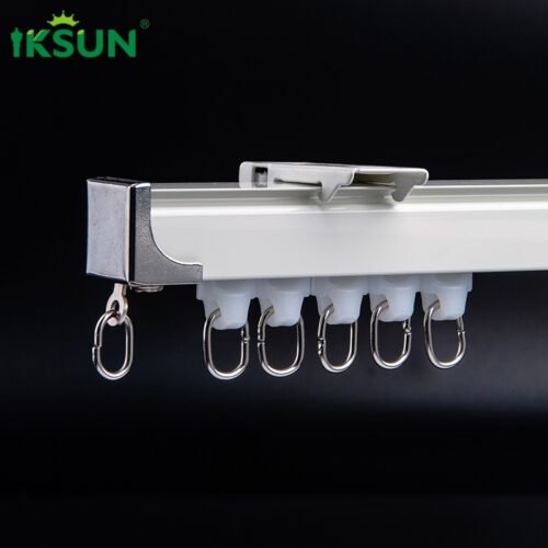 IKSUN Adjustable Heavy-Duty Aluminum Ceiling Bracket Curtain Track with Smooth Rollers for Home and Office Use - Image 2