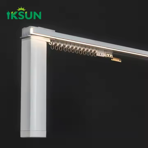 IKSUN Customizable Smart Home Motorized Curtain Track with Remote Control and Built-in LED Lights - Image 2