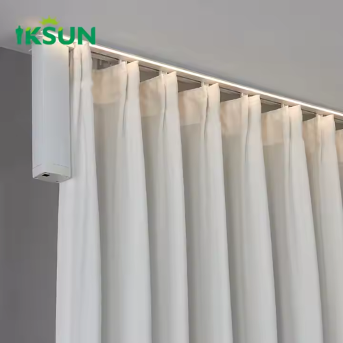 IKSUN Customizable Smart Home Motorized Curtain Track with Remote Control and Built-in LED Lights - Image 4