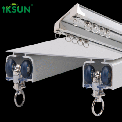 IKSUN Double Heavy Duty Aluminum Curtain Track With Top Mounting System Durable Rollers And Smooth Operation 1