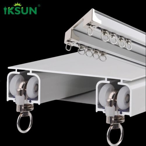 IKSUN Double   Heavy-Duty Aluminum Curtain Track with Top Mounting System, Durable Rollers, and Smooth Operation - Image 2