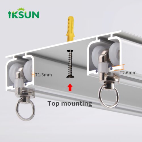 IKSUN Double   Heavy-Duty Aluminum Curtain Track with Top Mounting System, Durable Rollers, and Smooth Operation - Image 4