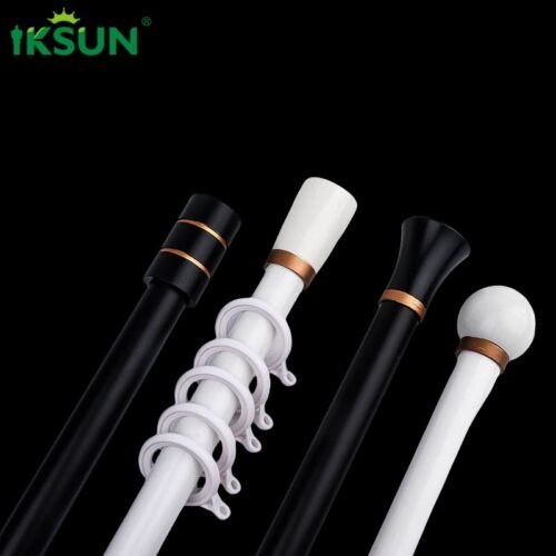 IKSUN Minimalist Double Curtain Rod Set with Decorative Finials, Black Aluminum Alloy Design for Modern Interiors - Image 3