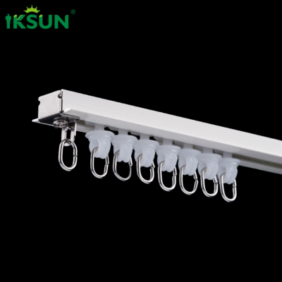 IKSUN Recessed Ceiling Curtain Track With Silent Rollers And Metal Hooks For Modern Interiors