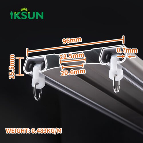 IKSUN Heavy Duty Double Curtain Track System, Silent Aluminum Alloy Design, Multiple Color Options, Flexible Wall and Ceiling Mounting - Image 4