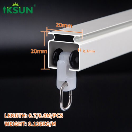 IKSUN Adjustable Heavy-Duty Aluminum Ceiling Bracket Curtain Track with Smooth Rollers for Home and Office Use - Image 4