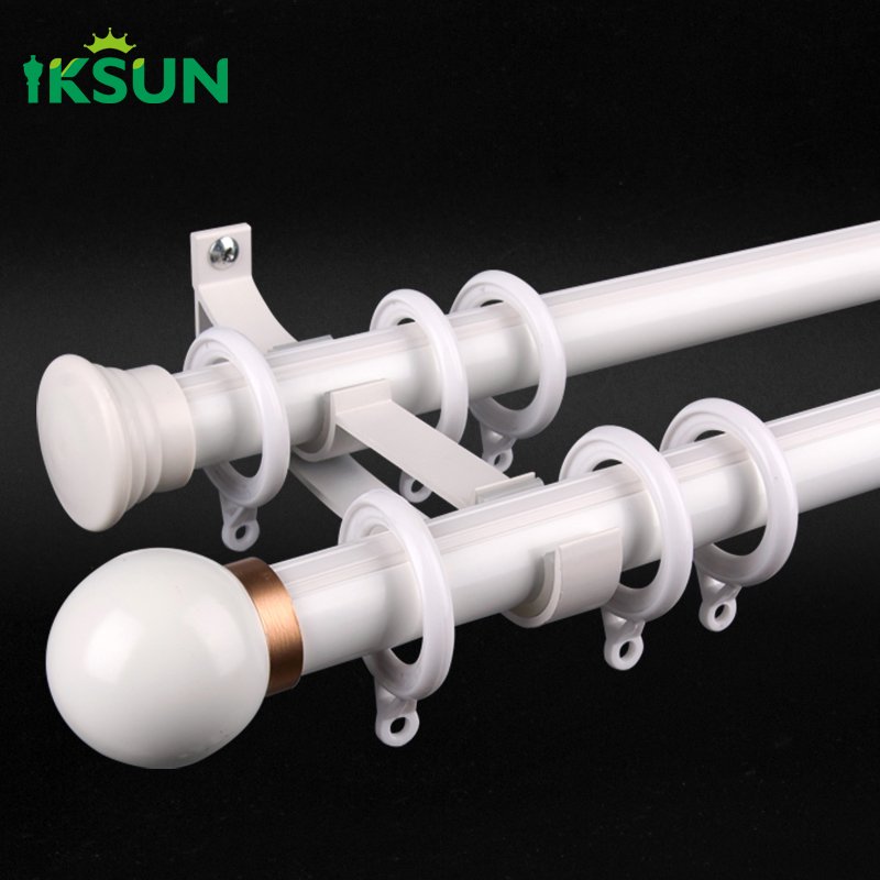 IKSUN Heavy-Duty Extra-Long Black Double Curtain Rod for Interior Window Frames, Customizable Home Decor Solution