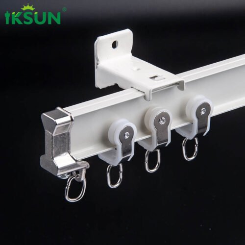 IKSUN Durable Aluminum Curtain Track System with Smooth Rolling Wheels and Metal End Cap for Home and Commercial Use