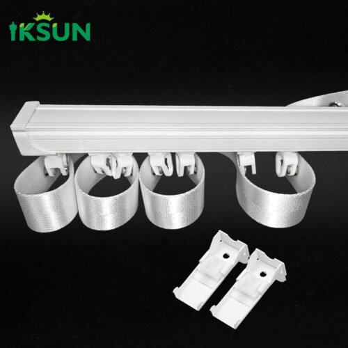 IKSUN Factory Wholesale Aluminum Curtain Tracks: Sliding Straight Tracks with Pulleys and S-Fold Ribbon Color Options