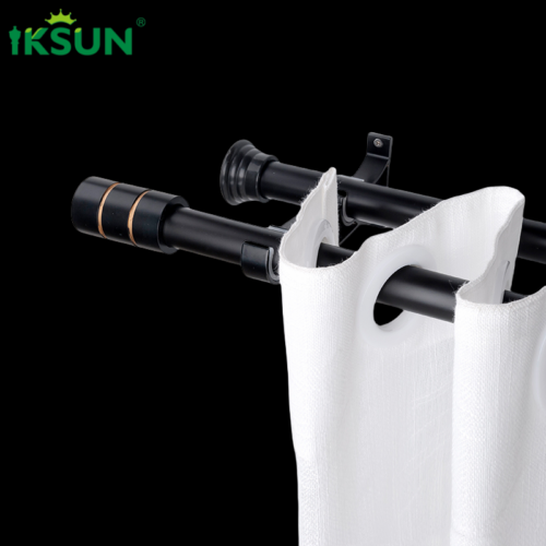 IKSUN Black Aluminum Double Layer Curtain Rod, Sleek Modern Design, Perfect for Contemporary Interiors, Wholesale Price Available - Image 5