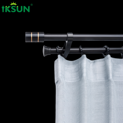 IKSUN Black Aluminum Double Layer Curtain Rod, Sleek Modern Design, Perfect for Contemporary Interiors, Wholesale Price Available - Image 4