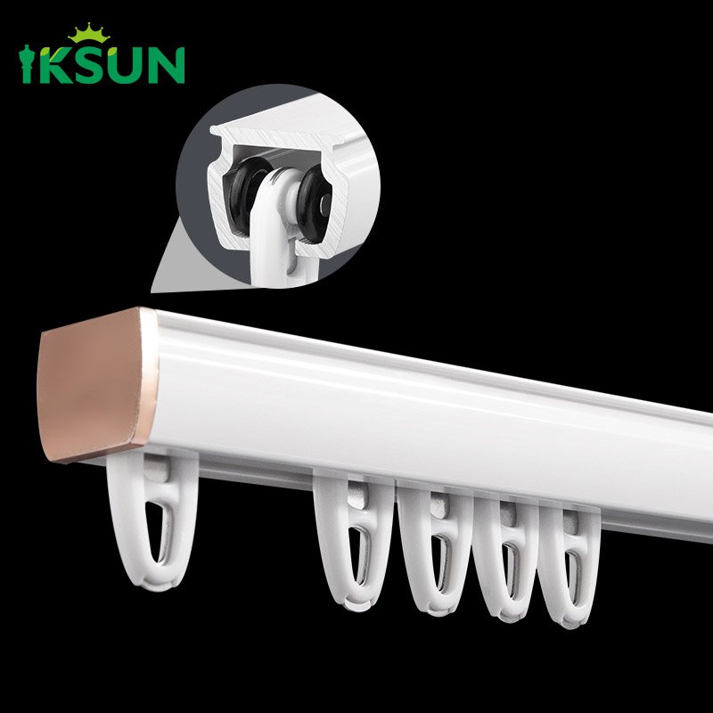 IKSUN China Factory Multifunctional Aluminum Double Curtain Track Rail Direct from Manufacturer Colorful Finishes OEM ODM Available