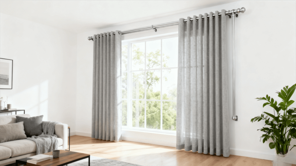 Scene images for how to choose the right double curtain rod for your space.