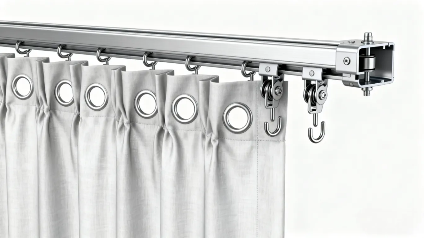 How to hang eyelet curtains on a track rail step-by-step.