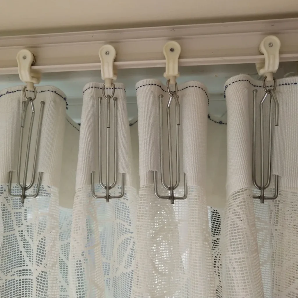 IKSUN curtain hooks installed on curtain track with sheer curtains